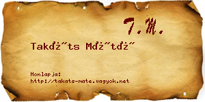 Takáts Máté névjegykártya